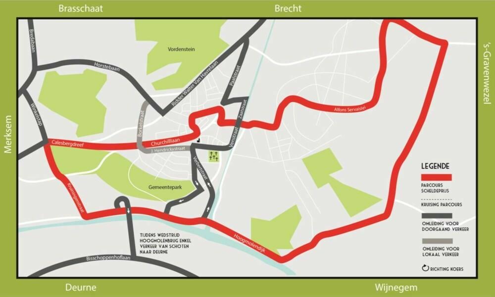 OMLEIDINGEN DOORGAAND VERKEER - de aanbevolen routes in blauwe kleur